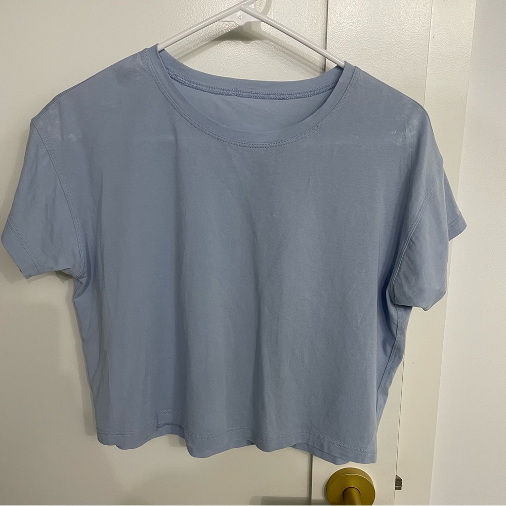 Lululemon Athletica Blue Boxy Crop T-Shirt